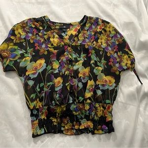 A9 Size S Sheer Top Short Sleeve Length 23” Button Poly #ST16